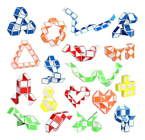 Ganowo - Paquete De 18 Fidget Snake Cube Mini Twist Puzzleto