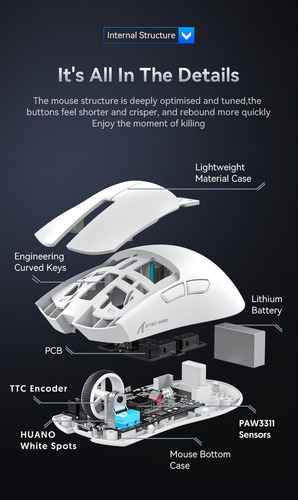 Mouse Gamer X11 Attack Shark Tri Mode 22000 dpi Paw3311 Dock Color Blanco