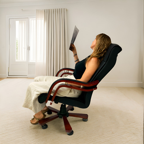 Silla Giratoria Eco Cuero Gas Oficina Escritorio Ejecutiva Color Negro