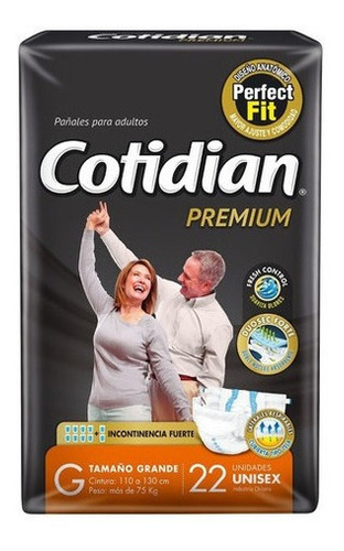 Imagen 2 de 8 de Pañales Adulto Cotidian Premium Incontinencia Fuerte 22 Un G