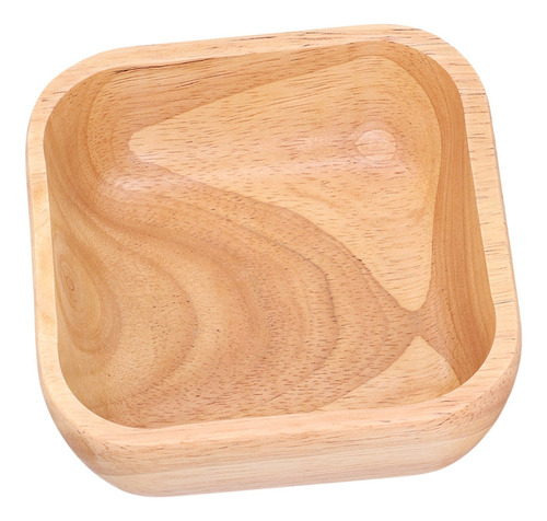 Ensaladera De Madera De Caucho Hecha A Mano Con Estilo Cuadr