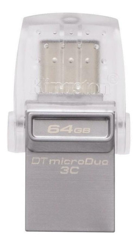 Pendrive Kingston DataTraveler microDuo 3C DTDUO3C 64GB 3.1 Gen 1 plateado