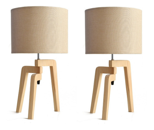 Imagen 1 de 3 de Lampara Tripie De Buro / Mesa Minimalista Madera Natural