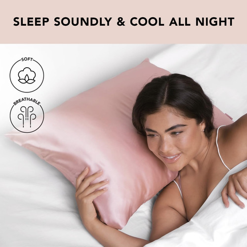 Funda De Almohada 100% De Satén Con Cierre Super Suave Queen
