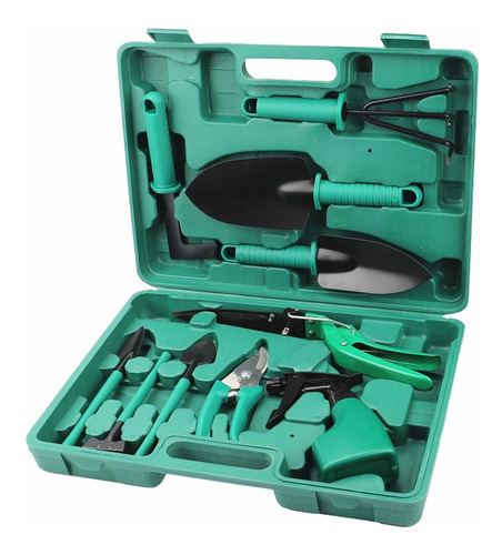 Kit Set Jardineria Jardin 10 Piezas Valija Plastica Acero In