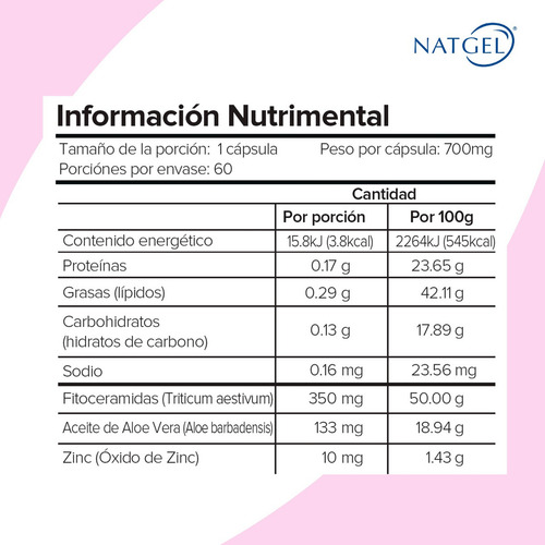 Fitoceramidas Lipowheat | 60 Cápsulas De 700 Mg | Natgel Sin Sabor