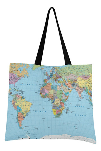 Bolso Mano Diseño Mapa Mundo Para Mujer Bolsa Playa Compra