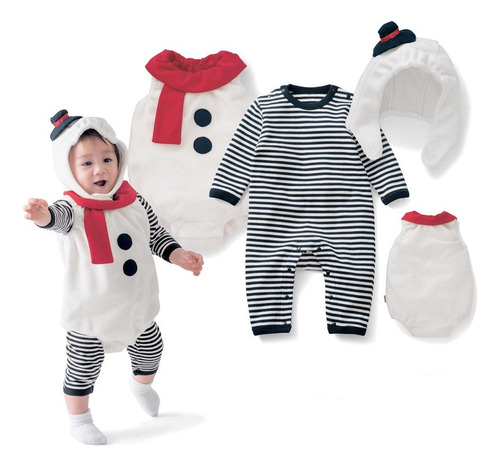 3pcs Disfraz De Muñeco De Nieve Para Niños Trajes De Navidad