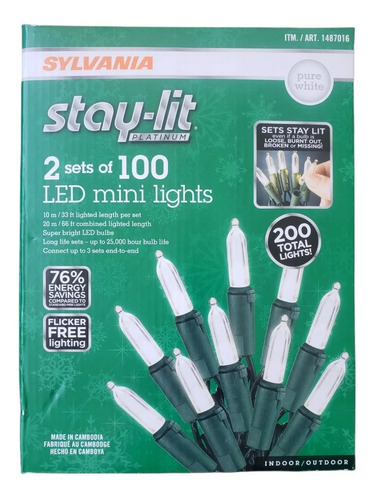 Serie De Luces Led Mini Navidad 2 Por 100 Pzs Blancas