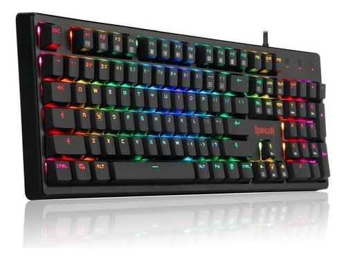 Teclado Mecânico Gamer Redragon Kama Rgb Switch Blue Usb 2.0 Idioma Português Brasil Switch Blue Cor De Teclado Preto