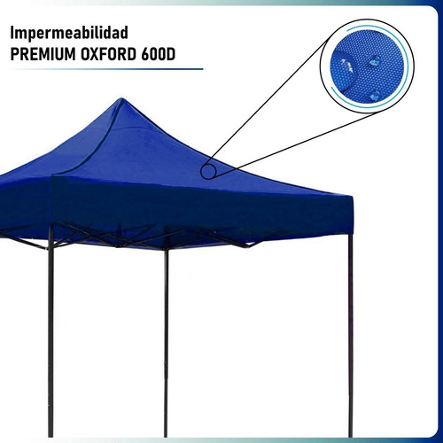 Imagen 6 de 8 de Toldo Plegable 3x6 Impermeable Retractil Azul Metalico
