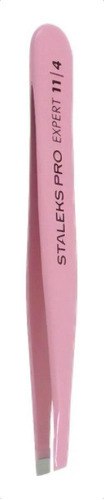 Pinzas de cejas de diseñador Staleks Pro Te-11/4, color rosa