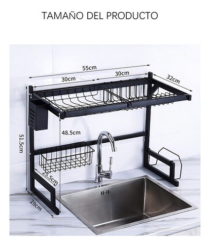 Escurridor De Platos, Escurreplatos Encima Del Fregadero Color Negro Afanso