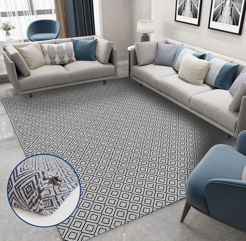 Tapete Kilin 150x200 Cm Geo Losango Marinho Cotton Algodao Comprimento 2 M Cor Azul-marinho Desenho Do Tecido Geométrico Largura 1.5 M