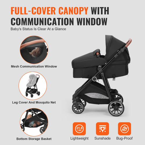 Carreola Bebe Con Portabebe Carriola Baston Negro 3 Ajuste