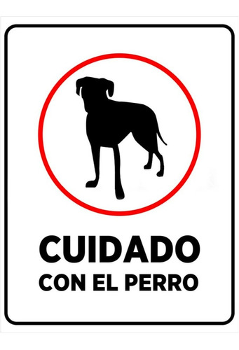 Cartel Cuidado Con El Perro Vinilo Autoadhesivo 30x40cm 