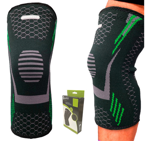 Par De Rodilleras Deportivas De Compresión Maxfit/hx940 Color Negro/verde Talla M