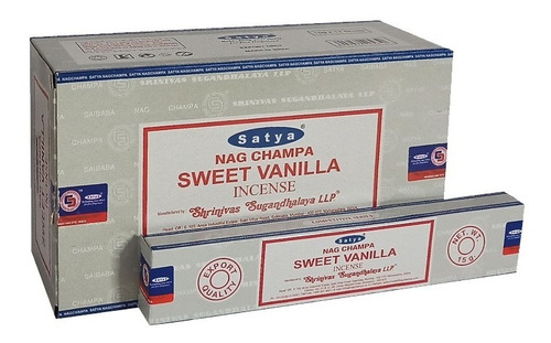 Sahumerios Satya Nag Champa - 12 Unidades Fragancia Sweet Vanilla