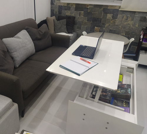 Mesa De Centro Plegable Multifuncional Moderna, Blanca Usada (Usado)