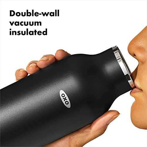Oxo Strive Botella De Agua Aislada De 16 Oz Con Tapa Onyx