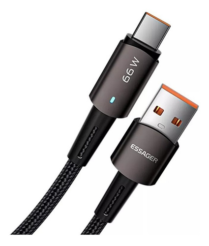Cabo Carregador Usb Tipo C Turbo 66w 6a Essager 2 Metros