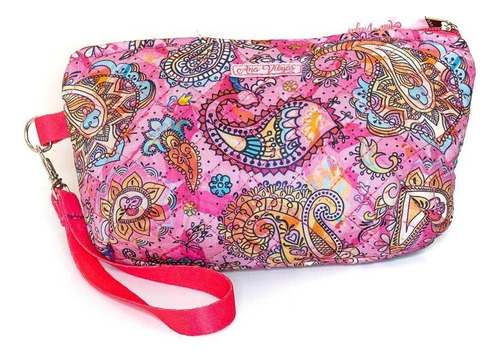 Necessaire Feminina Estampada Algodão Zíper Matelassê Casual Cor Rosa