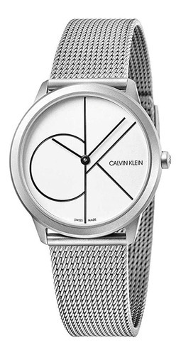 Reloj Calvin Klein Minimal Cuarzo K3m5215x Color de la correa Plateado Color del bisel Plateado Color del fondo Blanco