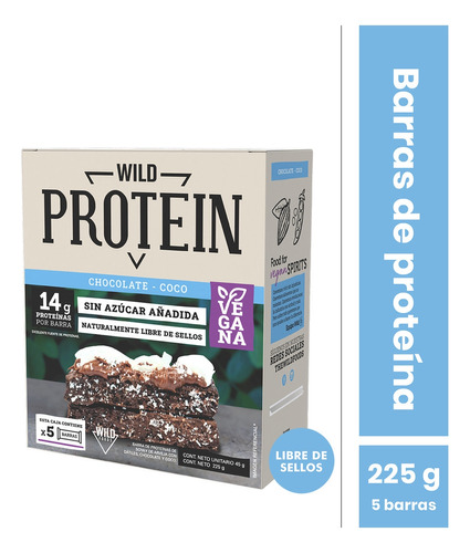 Wild Protein Chocolate Coco Vegana 5 Unidades  Wild Foods