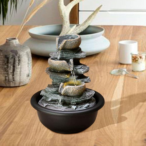 Pequeña Fuente De Mesa Con Luz De Escena Mini Cascada Con