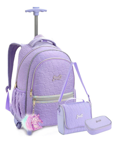 Kit Escolar Unicórnio Basic Mochila + Lancheira + Estojo Ll