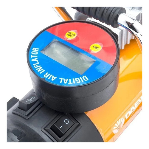 Compresor de aire mini eléctrico portátil Daewoo DW65L 30mL 160W 12V naranja/negro