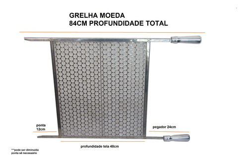 Grelha Moeda Churrasqueira Profunda Até 83cm E 57, 60, 65cm