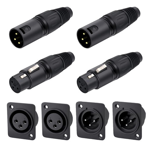 2 Par Xlr Macho Hembra 3 Pine Mic Snake Plug Conector Audio