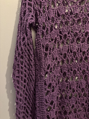 Vestido Mujer Playero Tejido Crochet Talle M Violeta (Usado)