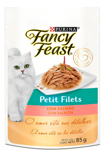 Kit 30un Sachê Fancy Feast Petit Filets Salmão 85g Purina