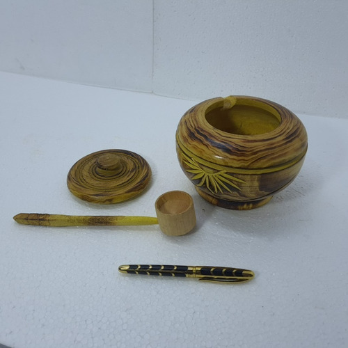 Imagem 7 de 10 de Farinheiro Madeira Feito Mão C/colher 15x3cm 660g Disponivel