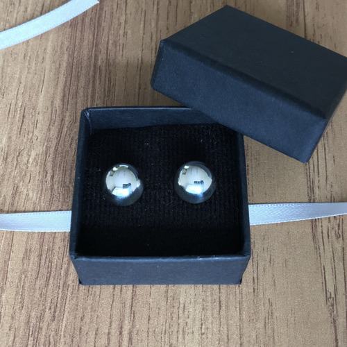 Imagen 9 de 10 de Arete Broquel Bola De Plata 1 Cm .925 Agálea Joyería