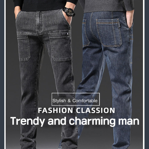 Pantalones Casuales De Jeans Elásticos De Pierna Recta Para