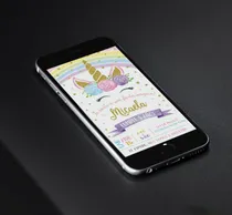 Comprar Tarjeta Cumpleaños Invitación Digital Unicornio 2 Formatos