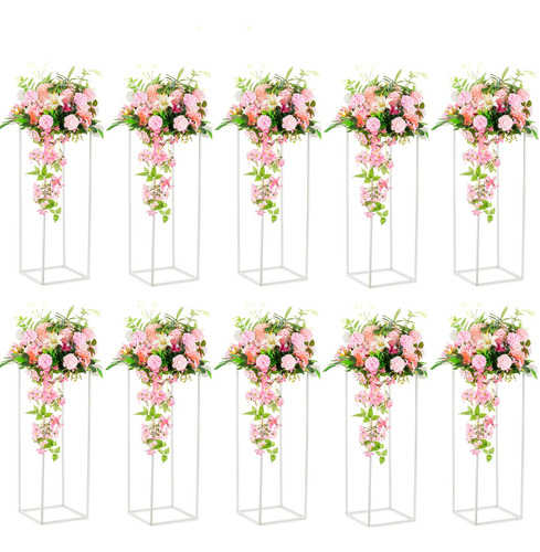 Soporte Metalico Para Flor 10 Unidad Blanco Columna Jarron