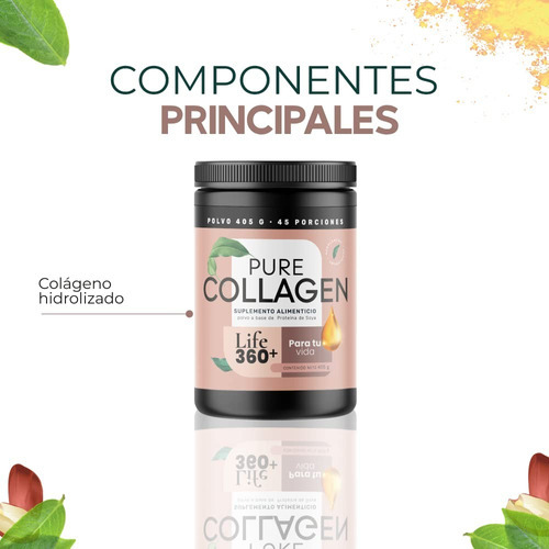 Imagen 4 de 6 de Colágeno Hidrolizado Pure Collage Life 360 Polvo 405 Gramos Sabor Sin Sabor