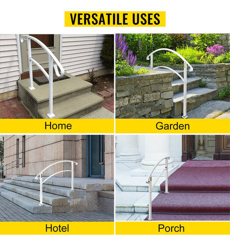Vevor Barandal Pasamanos De Escalera 4 Pasos Hierro Forjado Color Blanco