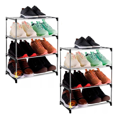 Zapatero Organizador De Zapatos X2 Metálico 4 Nv Practico