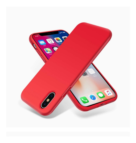 Carcasa De Silicona Líquida Para iPhone X, Antirasguños Rojo
