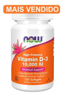 Vitamina D3 10.000 Ui 120caps Now Foods - Envio Imediato