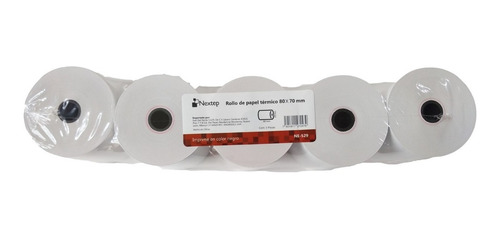 5 Rollos Papel Térmico Nextep 80x70 Impresora 80mm Negro