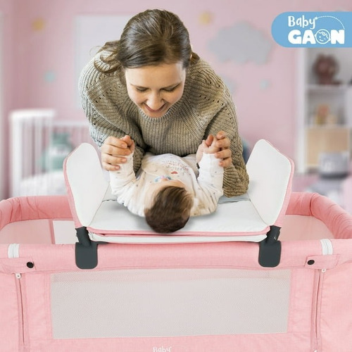 Cuna Colecho Plegable Con Cambiador Desmontable Baby Gaon Multifuncional Baby Crib Rosa (Usado)