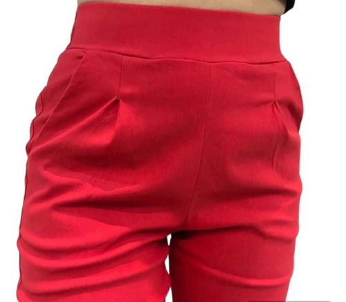 Pantalón Babucha Marca Bled Bengalina Elastizada Rojo - T30
