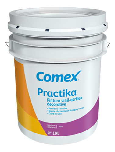 Pintura Vinil Blanca Interior Y Exterior Comex Practika 19l