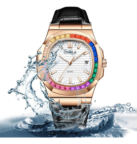 Reloj Onola Leather Rainbow Diamond Quartz